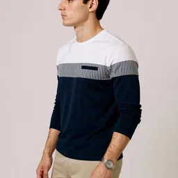 AUTNA Colourblocked Round Neck Long Sleeves Cotton T-shirt image 3