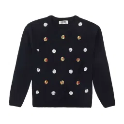 Cantabil Kids Navy Embellished Full Sleeves Sweater image 1