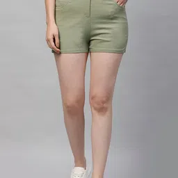 Athena Women Olive Green Solid Regular Fit Regular Shorts-picture-50