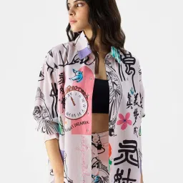 The Souled Store White Cotton Printed Shirt image 1