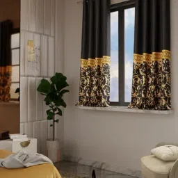 Stoa Paris Versailles Sateen Printed Regal Slate 5 ft Window Curtains With Back Lining - Set of 2-picture-11