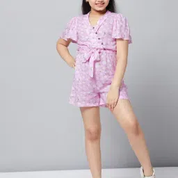 StyloBug Girls Purple Printed Playsuit-picture-19