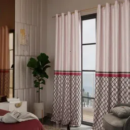 Stoa Paris Versailles Sateen Printed Noble Rose 7 ft Door Curtains With Back Lining - Set of 2-picture-33