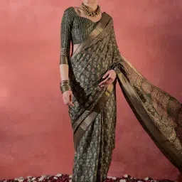 Saree Mall Green Printed Sarees With Unstitched Blouse-picture-22