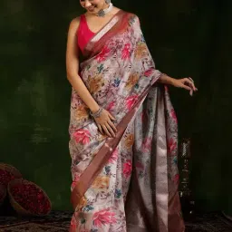 Libas Multicolored Silk Woven Saree With Unstitched Blouse Piece-picture-14