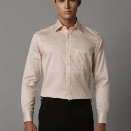 Louis Philippe Beige Cotton Regular Fit Printed Shirt-picture-34