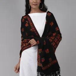 Indo Era Black & Red Woven Pattern Shawl image 2