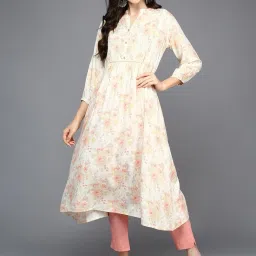 Vaamsi Cream Printed A Line Kurta image 1