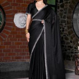 Saree Mall Black Embellished Sarees With Unstitched Blouse-picture-10