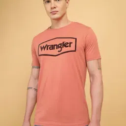 Wrangler Pink Regular Fit Logo Print Crew T-Shirt-picture-14