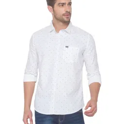 Spykar White Cotton Slim Fit Printed Shirt-image-42