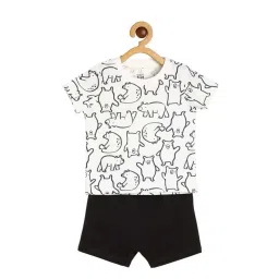 MINIKLUB Kids Beige Cotton Self Pattern Top Set image 1