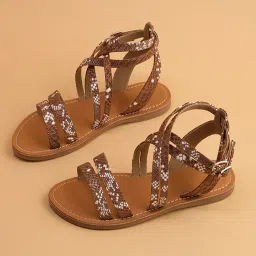 Eridani Women's Atalia Brown Ankle Strap Sandals image 1