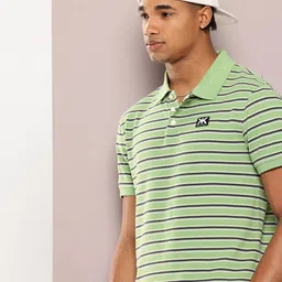 Kook N Keech Horizontal Striped Pure Cotton Polo Collar T-shirt-picture-37
