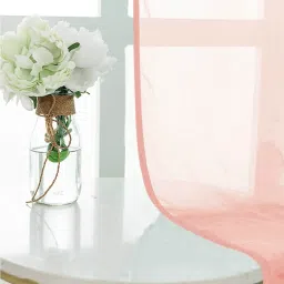 Urban Space Textured Pink Polyester 7 ft Sheer Door Curtains - Set of 2 image 1