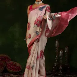 Libas Beige Silk Woven Saree With Unstitched Blouse Piece-image-35