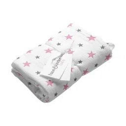Haus & Kinder Printed Pink 40 TC Cotton New Born Swaddle Wrap - Set of 2 image 3