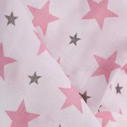 Haus & Kinder Printed Pink 40 TC Cotton New Born Swaddle Wrap - Set of 2 image 4