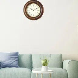 Ancient Clock Makers Classic Round Brown Wood Wall Clock image 1