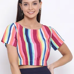 OTIRA Women Striped Blouson Crop Top-image-73