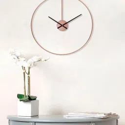 CHRONIKLE Elegant Round Copper Rose Gold Iron Wall Clock image 1
