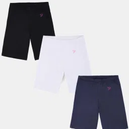 TWIN BIRDS Kids Multicolor Cotton Skinny Fit Shorts (Pack of 3) image 1