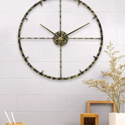 CHRONIKLE Round Black & Gold Iron Wall Clock image 1