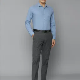 Louis Philippe Grey Slim Fit Checks Trousers image 5