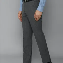 Louis Philippe Grey Slim Fit Checks Trousers image 3