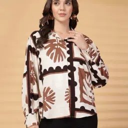 Gipsy White & Brown Regular Fit Printed Shirt-image-2