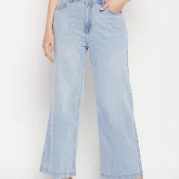 MADAME Light Blue Denim Flared Fit Mid Rise Jeans image 1