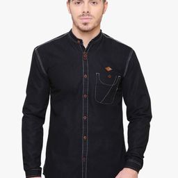 Kuons Avenue Men Black Smart Slim Fit Solid Casual Shirt-picture-7