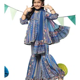 Biba Girls Blue Cotton Printed Jumpsuit-picture-45