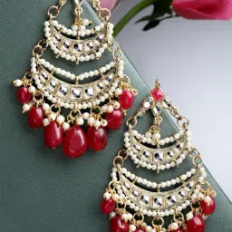 Karatcart Gold-Tone Plated Red Earrings for Women-image-66