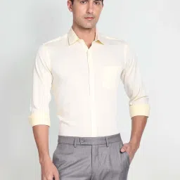 Arrow Light Yellow Slim Fit Cotton Shirt image 1