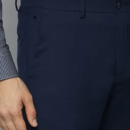 Louis Philippe Permapress Navy Blue Slim Fit Self Pattern Trousers image 4