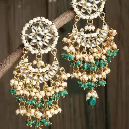 Karatcart Gold-Tone Plated Green Earrings for Women-picture-25