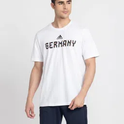 Adidas White Cotton Regular Fit Printed Sports T-Shirt image 1