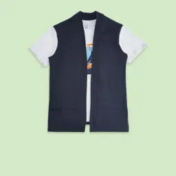 Pantaloons Junior Boys Navy & Grey Cotton Printed T-Shirt-image-100