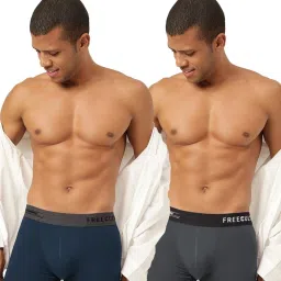 Freecultr Prussian Blue & Ash Grey Comfort Fit Trunks - Pack of 2 image 1