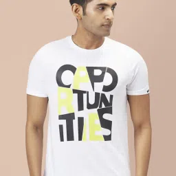 People by Pantaloons White Cotton Regular Fit Printed T-Shirt image 1