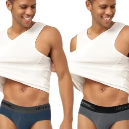 Freecultr Prussian Blue & Ash Grey Comfort Fit Briefs - Pack of 2 image 1