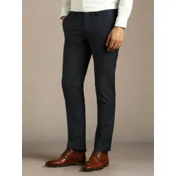 Louis Philippe Navy Slim Fit Texture Trousers image 3