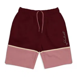 HELLCAT Kids Maroon Color Block Shorts image 1