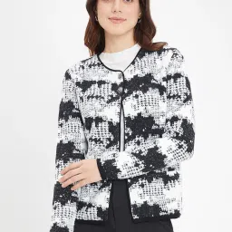 MADAME Black & White Printed Cardigan image 1