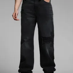 Jack & Jones Black Cotton Loose fit Denim Jeans-image-83