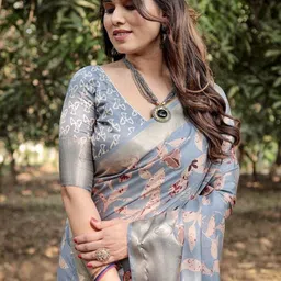 ALMAARI FASHION Ethnic Motifs Zari Pure Silk Kanjeevaram Saree image 2