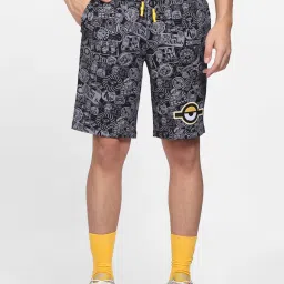 Jack & Jones Jet Black Cotton Regular Fit Printed Shorts image 1