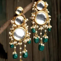 Karatcart Gold-Tone Plated Green Earrings for Women-image-43