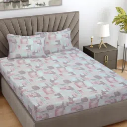 FABINALIV Geometric 100% Cotton Super King Size Double Bedsheet With 2 Pillow Covers-picture-27